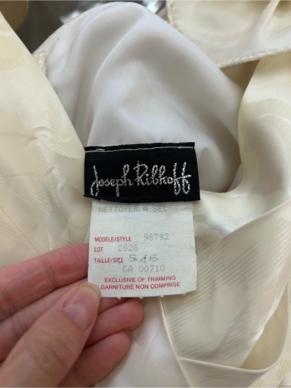 Vintage Joseph Ribkoff Ivory Ruffle V-Neck Colorblock Dress - Picture 9 of 13